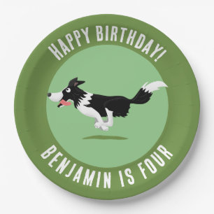Assiettes En Carton Border Collie chien personnalisées anniversaire de