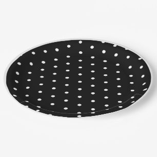 Assiettes En Carton Bordure blanche noire géométrique Pois