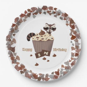 Assiettes En Carton Bordure de la puce au chocolat Sneaky Raccoon