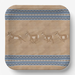 Assiettes En Carton Bordure géométrique du troupeau de Pronghorn Sud-O