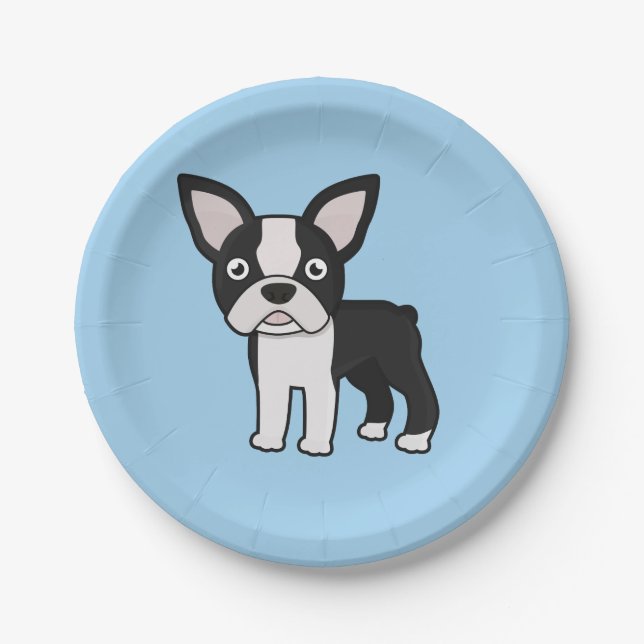 Assiettes En Carton Boston mignon Terrier (Devant)