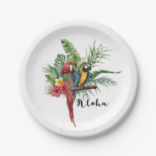 Assiettes En Carton Botanique floral tropical d'oiseaux de paradis