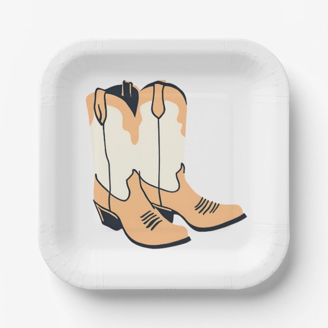 Assiettes En Carton Botte de cowboy Brown (Recto)