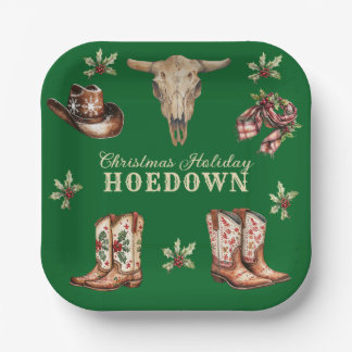 Assiettes En Carton Bottes de cow-boy de Noël Hoedown Crâne Vacances