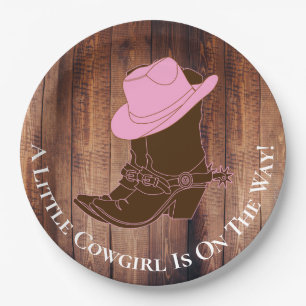 Assiettes En Carton Bottes de cow-girl de pays et baby shower