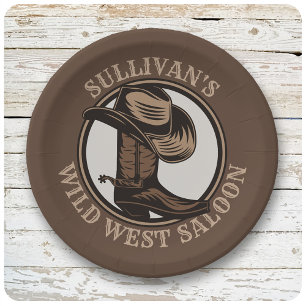 Assiettes En Carton Bottes de cowboy Occidentales Wild West personnali