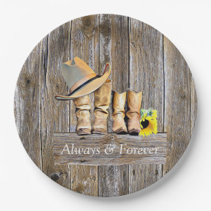 Assiettes En Carton Bottes de cowboy rustiques Country et Western Tour