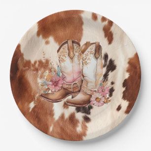 Assiettes En Carton Bottes de cowgirl Brown occidentales