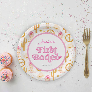 Assiettes En Carton Bottes de Cowgirl Premier Rodéo Fleurs 1er Anniver