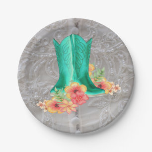 Assiettes En Carton Bottes Et Fleurs De Cowboy Mariages Du Parti Occid
