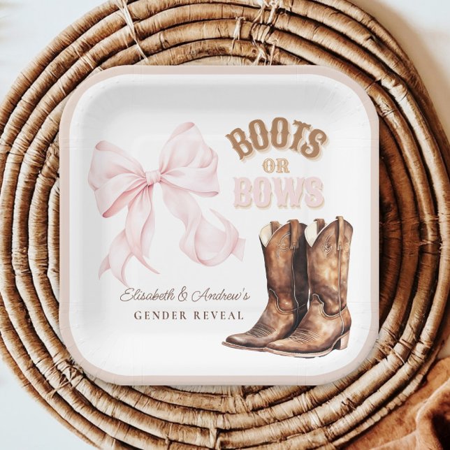 Assiettes En Carton Bottes ou vaches Révélation de genre (Créateur téléchargé)