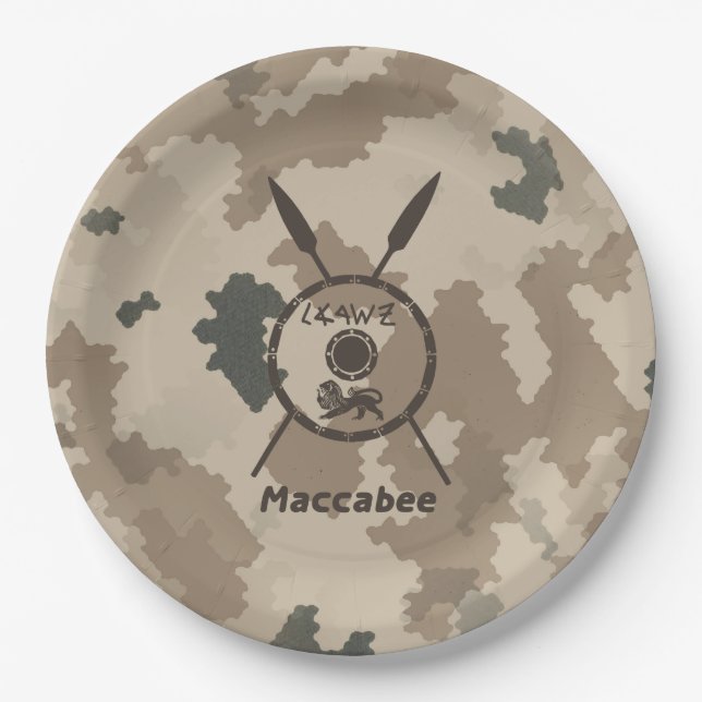 Assiettes En Carton Bouclier Maccabee du désert et oreilles (Devant)