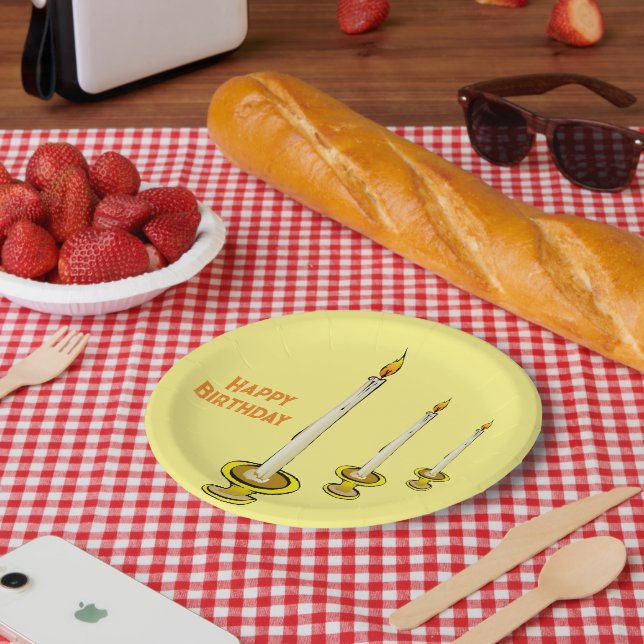 Assiettes En Carton Bougie Bonne Plaques Papier Anniversaire (Pique-nique)