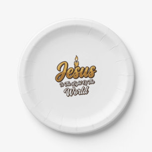 Assiettes En Carton Bougie Jésus Lumière du Monde Chrétien Vector_1