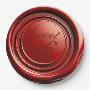 Assiettes En Carton Bougie rouge cire sceau goutte Sweet 16 mariage