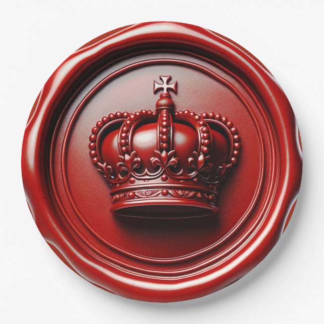 Assiettes En Carton Bougie rouge Mariage royal de la Couronne (Devant)