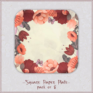 Assiettes En Carton Bouho doux art populaire papillon fleuri