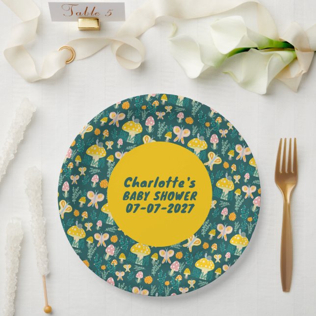 Assiettes En Carton Bouillon de champignons d'escargot adorable BABY S (Mariage)
