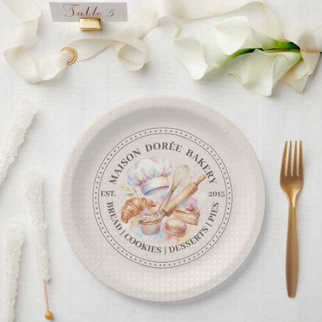 Assiettes En Carton Boulangerie Magasin Pâtissier Dessert Sucreries Gâ (Mariage)