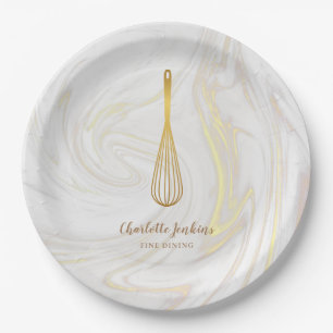 Assiettes En Carton Boulangerie Pâtisserie Gold Whisk Tourbillons de M