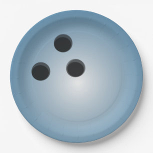 Assiettes En Carton Boule de Bowling Bleu
