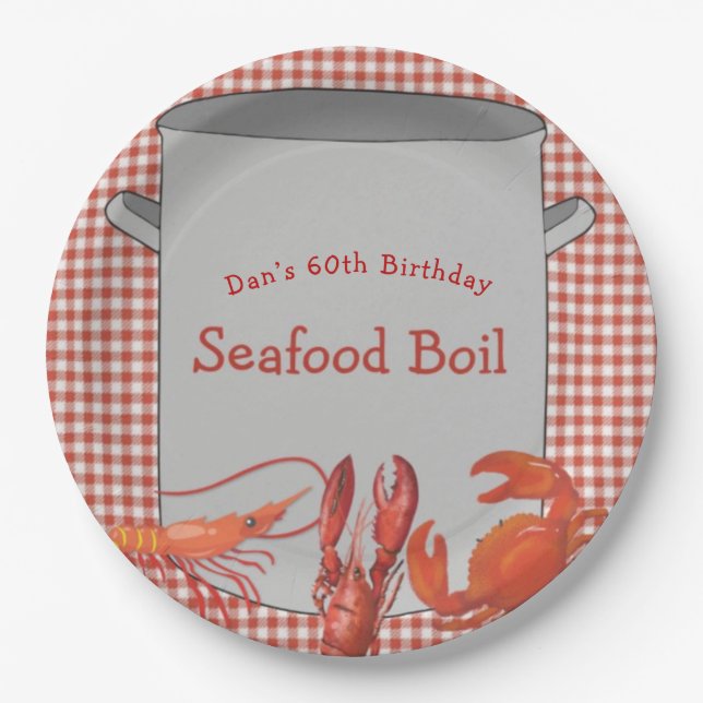 Assiettes En Carton Boule de fruits de mer Plaque de papier personnali (Devant)