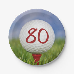 Assiettes En Carton Boule de golf 80e anniversaire