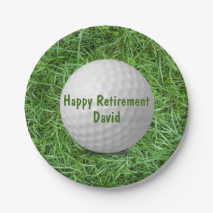 Assiettes En Carton Boule de golf de retraite sur plaque de papier d'h