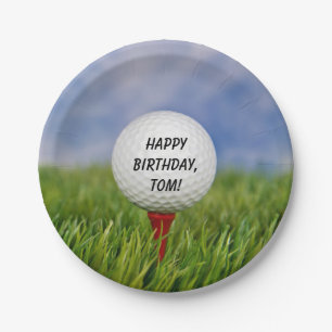 Assiettes En Carton Boule de golf sur tee pour anniversaire