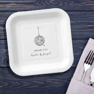 Assiettes En Carton Boule minimaliste de disco noir et blanc