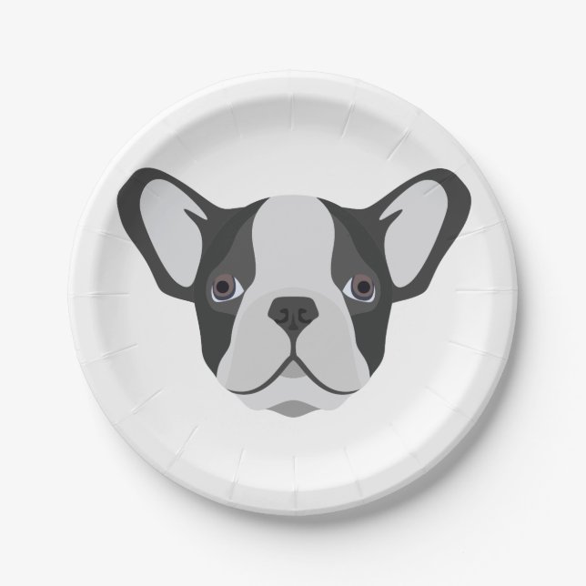 Assiettes En Carton Bouledogue français mignon d'illustration (Devant)