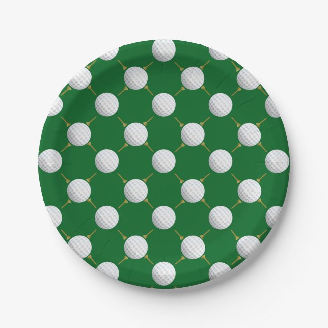 Assiettes En Carton Boules et tee - shirt de golf sur le vert (Devant)