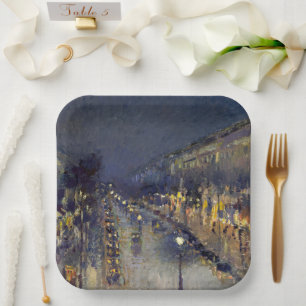 Assiettes En Carton Boulevard Montmartre à Night Pissarro
