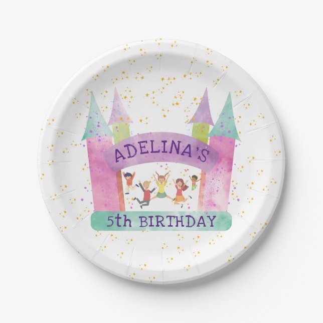 Assiettes En Carton Bounce House Jump Jouer Gymnastique Anniversaire d (Devant)