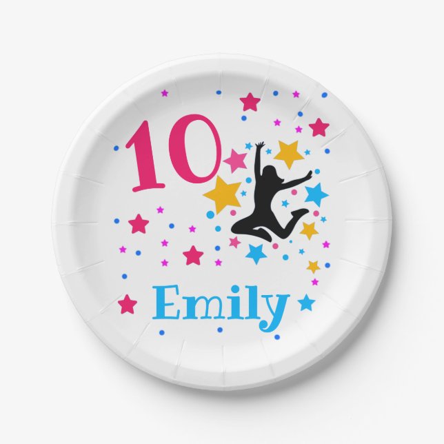 Assiettes En Carton Bounce Jump Trampoline Anniversaire Fille Party   (Devant)