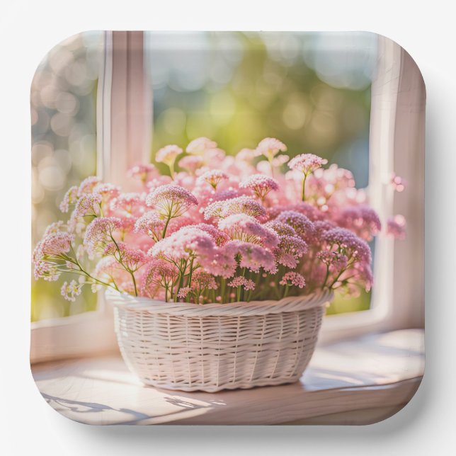 Assiettes En Carton Bouquet de dentelle de la reine Anne rose (Recto)