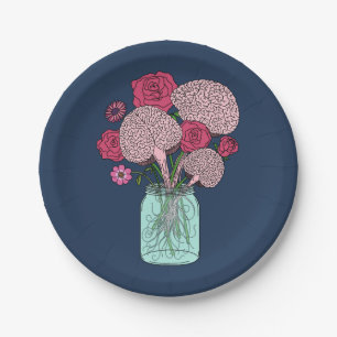 Assiettes En Carton Bouquet de fleurs cérébrales