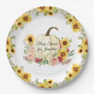 Assiettes En Carton Bouquet de fleurs de tournesol Baby shower de fill