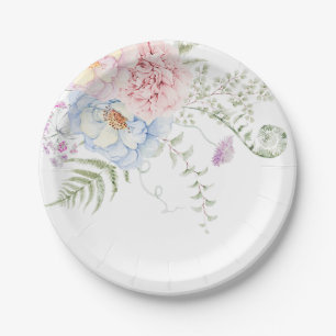 Assiettes En Carton Bouquet de pivoines pastel