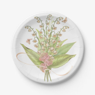 Assiettes En Carton Bouquet de printemps de Lily de la Vallée et Rose