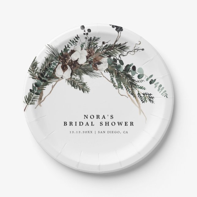 Assiettes En Carton Bouquet de verdure d'hiver (Devant)