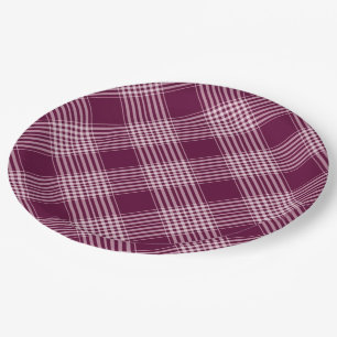 Assiettes En Carton Bourgogne Et Plaid Blanc