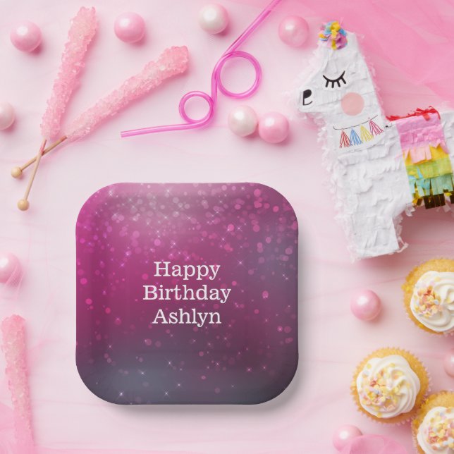 Assiettes En Carton Bourgogne Rose Bokeh Hearts Anniversaire (Fête)