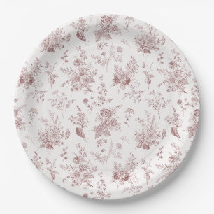 Assiettes En Carton Bourgogne Toile De Jouy Vintage Floral Chinoiserie
