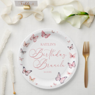 Assiettes En Carton Bouteille rose douce fête d'anniversaire Brunch