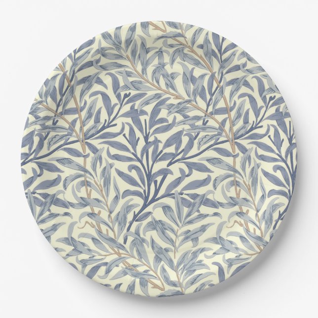 Assiettes En Carton Bouton bleu saule (par William Morris) (Devant)