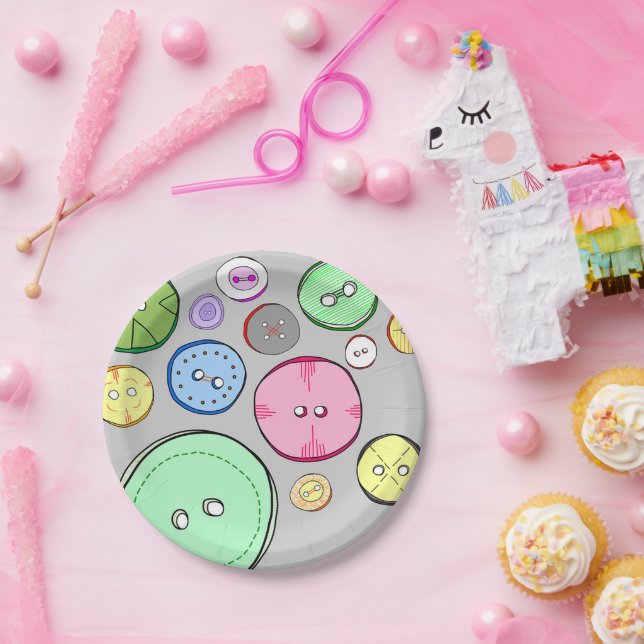 Assiettes En Carton Bouton Pastel coloré mignon Illustration (Fête)