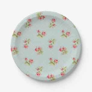 Assiettes En Carton Boutons de rose roses des plats vintages de papier