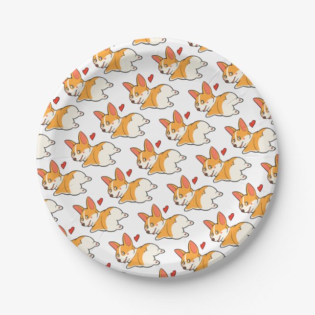 Assiettes En Carton Bouts de corgi (Devant)