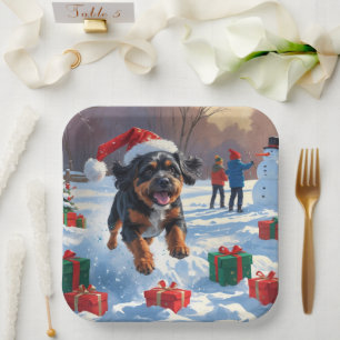 Assiettes En Carton Bouviers des Flandres Scène de neige festive de No